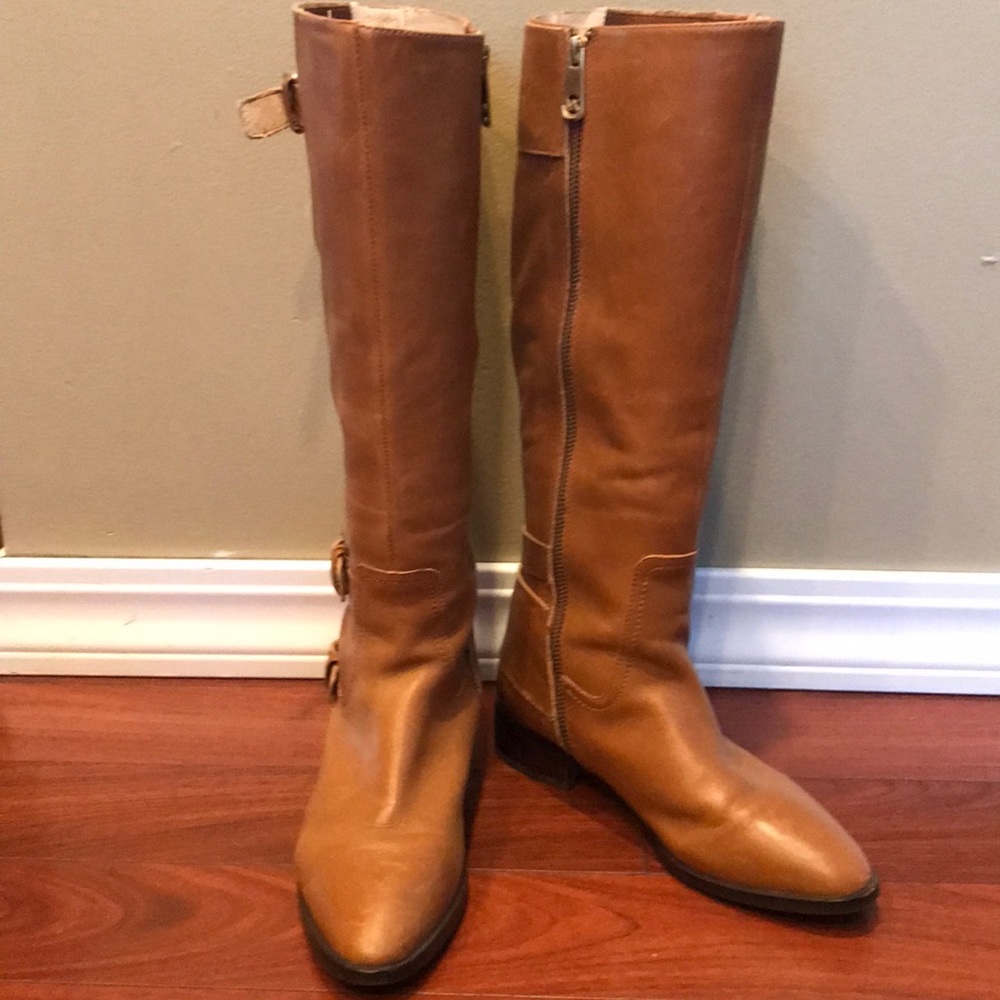 Michael Kors tan leather riding boots
